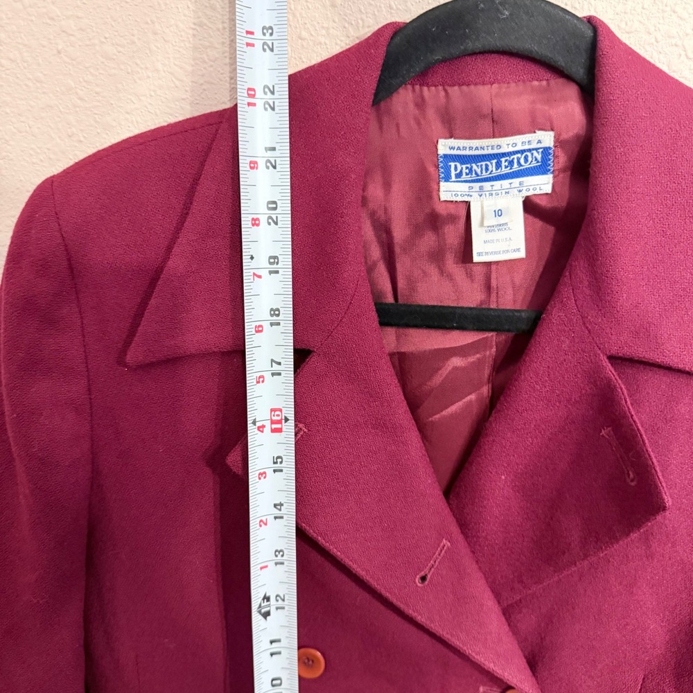 Vintage Pendleton Petite Magenta 100% Virgin Wool Double Breasted Blazer Sz 10P - Picture 8 of 8